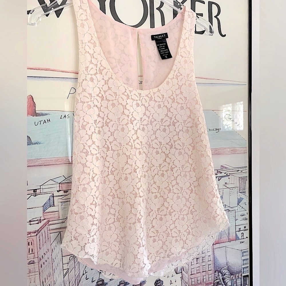 Talula lace tank with pink lining size XXS